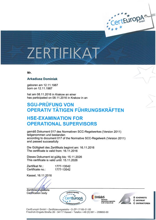 SCC Zertifikat 1777-13542